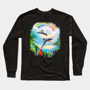 Rainbow Dolphins Long Sleeve T-Shirt